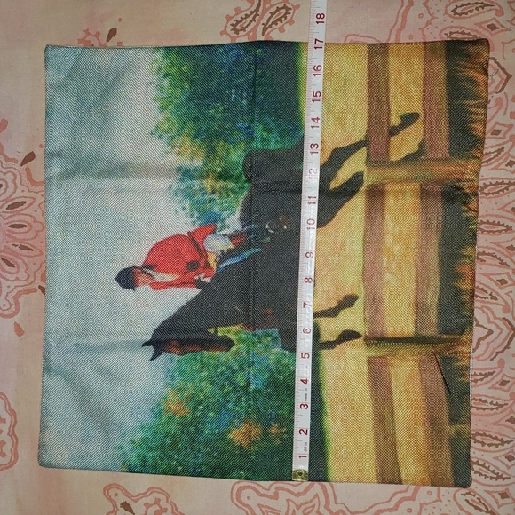 Jump Horse Pillow Cover English Saddle Fox Hunting Horse Show Farmhouse Ranch - Picture 8 of 10